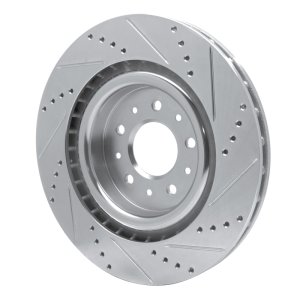 Jaguar XJR Brake Rotor (1) - Front Left - R1 Concepts - Drilled & Slotted - Silver - `00-`06